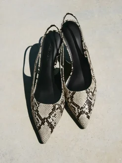 Kaia Snake-Print Pointed Slingback Pumps