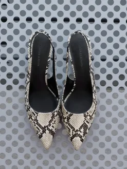 Kaia Snake-Print Pointed Slingback Pumps