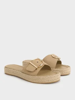 Kaida Faux Suede Buckled Espadrille Sandals
