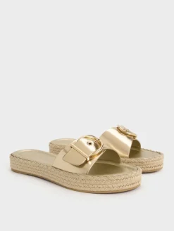 Kaida Metallic Buckled Espadrille Sandals