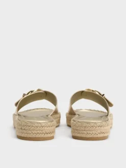 Kaida Metallic Buckled Espadrille Sandals