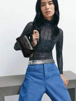 Kaila Croc-Effect Top Handle Bag