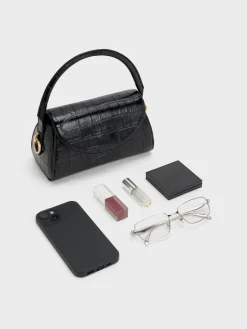 Kaila Croc-Effect Top Handle Bag