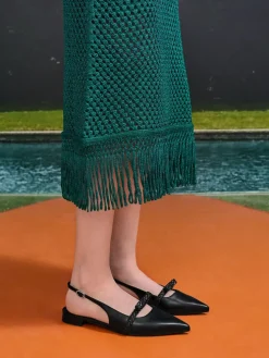 Kaleen Woven-Bow Slingback Flats