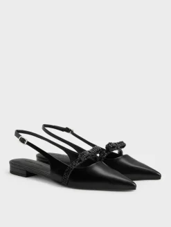 Kaleen Woven-Bow Slingback Flats