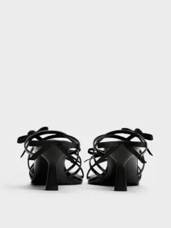 Kelis Rose-Bow Strappy Heeled Mules