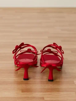 Kelis Rose-Bow Strappy Heeled Mules