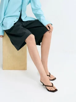 Kitten-Heel Thong Sandals