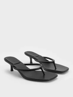 Kitten-Heel Thong Sandals
