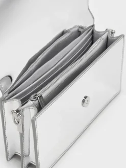 Kristine Metallic Sculptural-Handle Long Wallet