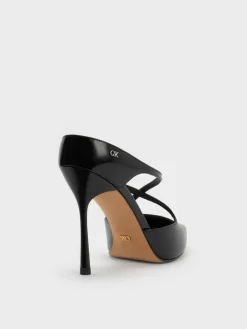 Kyra Leather Crossover Stiletto Mules