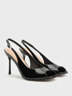 Kyra Leather Peep-Toe Slingback Heels