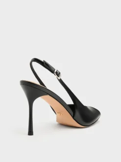 Kyra Leather Peep-Toe Slingback Heels