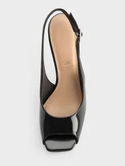 Kyra Leather Peep-Toe Slingback Heels