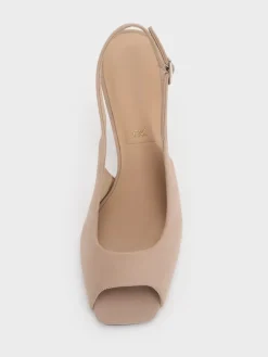 Kyra Suede Peep-Toe Slingback Heels