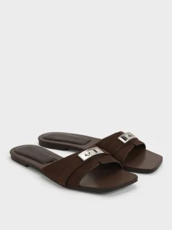 Lando Faux Suede Belted Slide Sandals