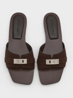 Lando Faux Suede Belted Slide Sandals
