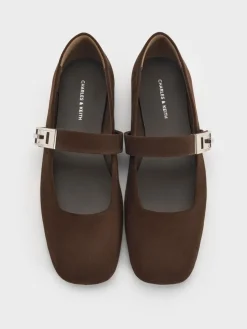 Lando Faux Suede Mary Jane Flats