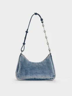 Lane Denim Chain-Strap Shoulder Bag