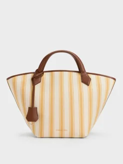 Large Ivanna Canvas Striped Tote Bag