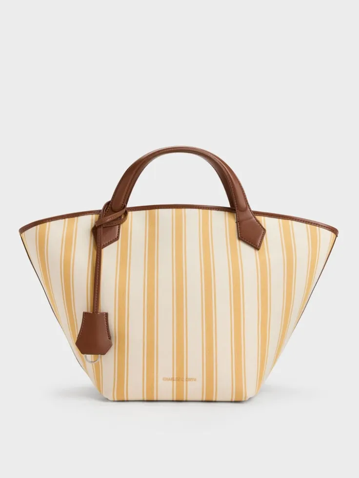 Large Ivanna Canvas Striped Tote Bag