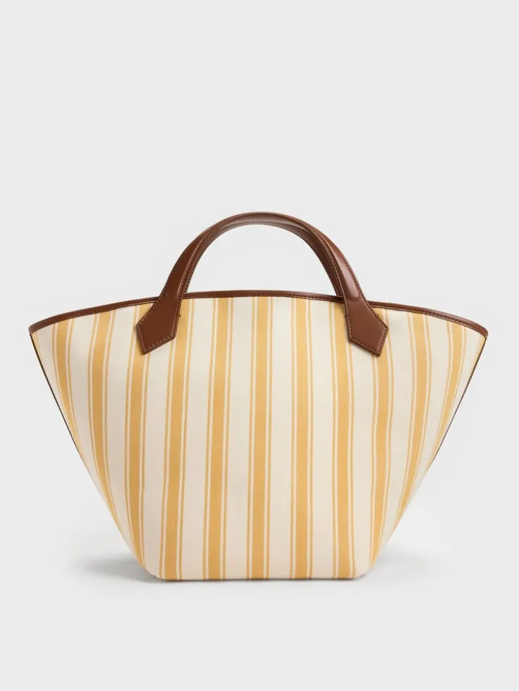 Large Ivanna Canvas Striped Tote Bag
