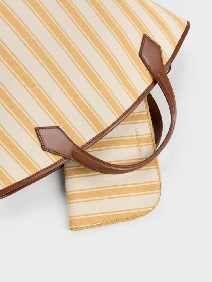 Large Ivanna Canvas Striped Tote Bag