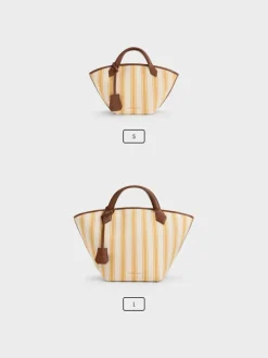 Large Ivanna Canvas Striped Tote Bag