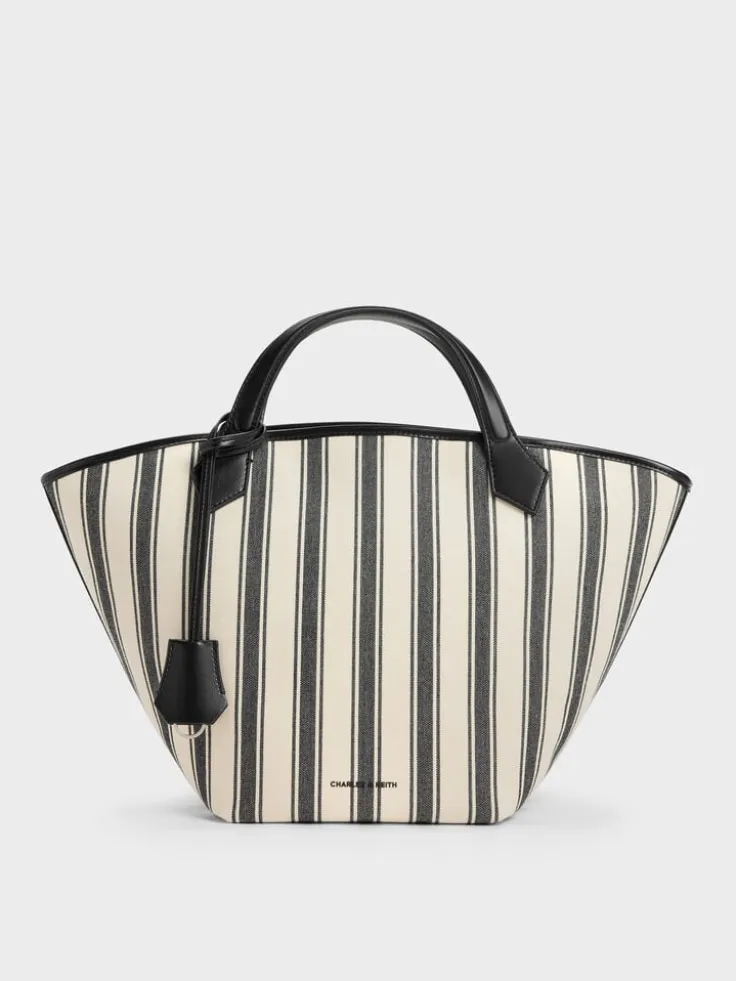 Large Ivanna Canvas Striped Tote Bag