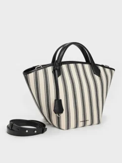 Large Ivanna Canvas Striped Tote Bag