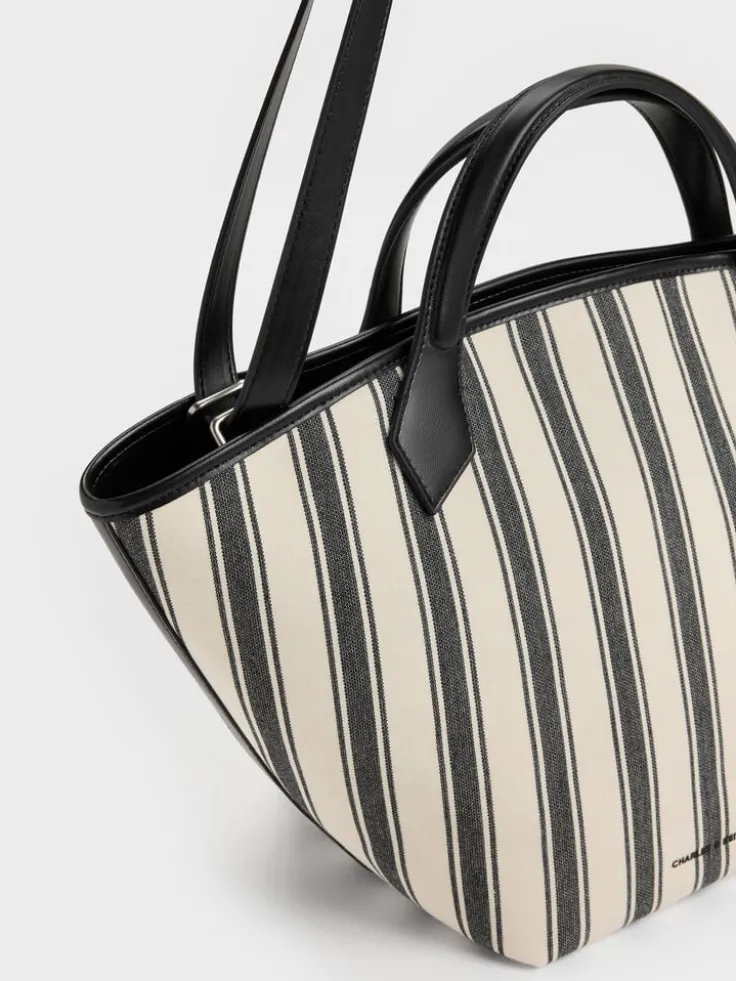 Large Ivanna Canvas Striped Tote Bag