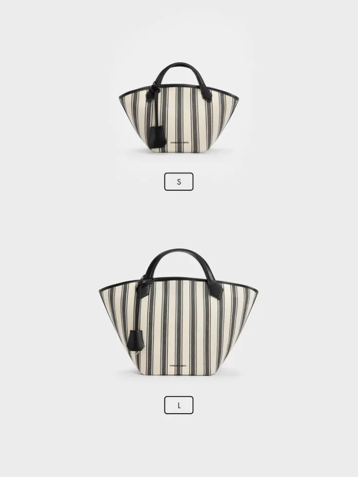 Large Ivanna Canvas Striped Tote Bag