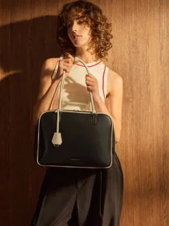 Large Sianna Two-Tone Bowling Bag
