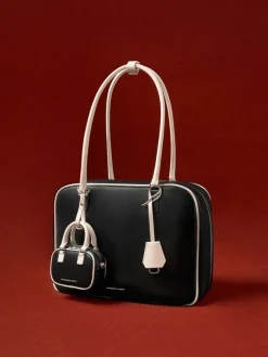 Large Sianna Two-Tone Bowling Bag