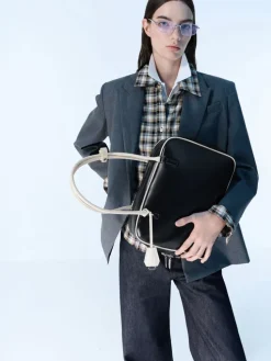 Large Sianna Two-Tone Bowling Bag