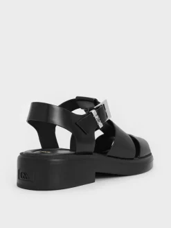 Leather Caged Sandals