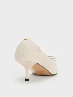 Leather Ruched Pointed Kitten Heels