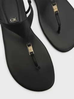 Leather T-Bar Thong Sandals