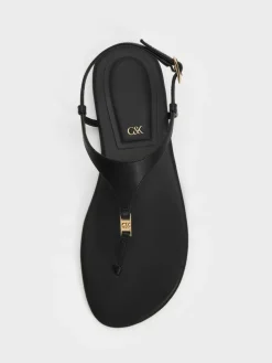 Leather T-Bar Thong Sandals