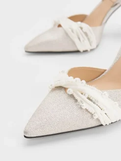 Leda Beaded Glittered Ankle-Strap Pumps