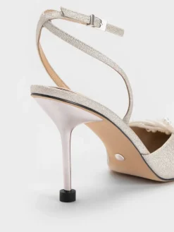 Leda Beaded Glittered Ankle-Strap Pumps
