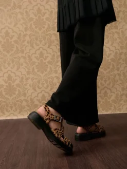 Leopard-Print Textured Caged Sandals