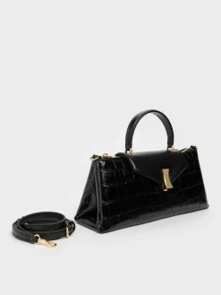Lilibet Croc-Effect Elongated Top Handle Bag