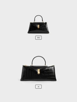 Lilibet Croc-Effect Elongated Top Handle Bag