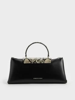 Lilibet Snake-Print Elongated Top Handle Bag