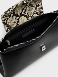 Lilibet Snake-Print Elongated Top Handle Bag