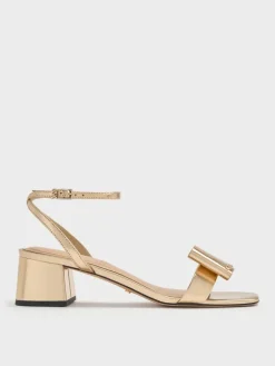 Lu Metallic Leather Bow Heeled Sandals