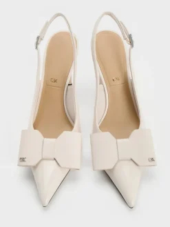 Lu Patent Leather Bow Slingback Pumps