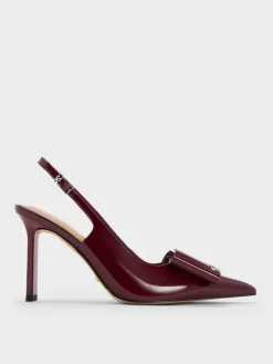 Lu Patent Leather Bow Slingback Pumps