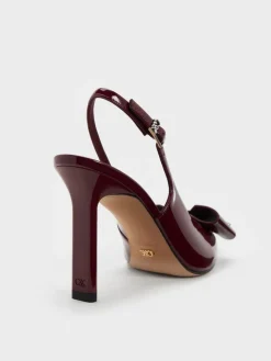 Lu Patent Leather Bow Slingback Pumps